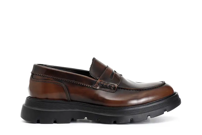 mocassino uomo in pelle cuoio 42