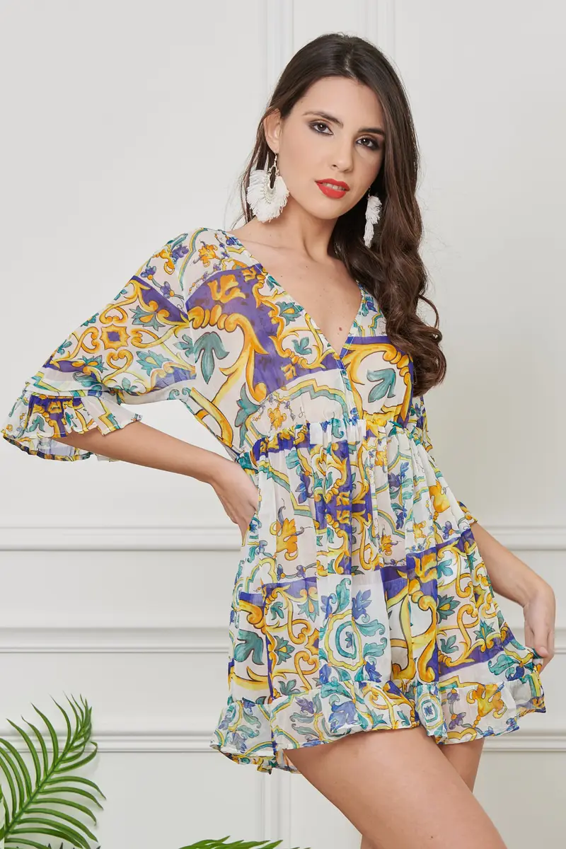 ABITO CHIFFON ROUCHES | Colore Vietri |