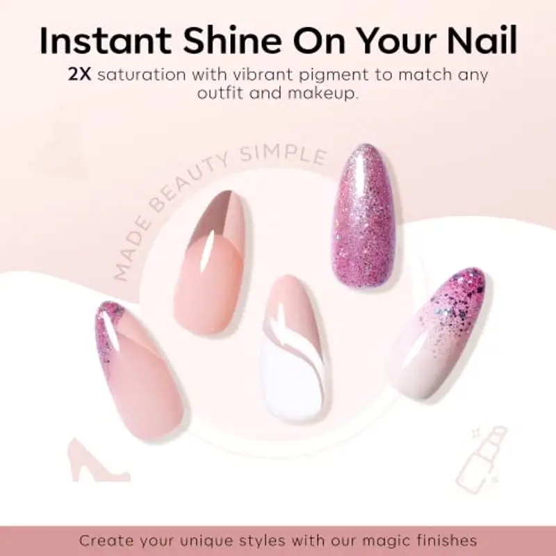 Modelones Smalto Semipermanente Unghie, Rosa Glitter 6 Colori Smalti Semipermanenti per Unghie, Soak-Off UV Gel per Nail Art Smalto Gel Professionali Kit miniatura 3