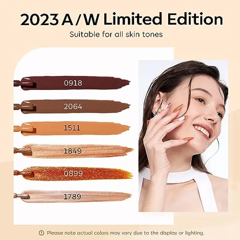 Modelones Smalto UV per unghie, 6 colori, set di smalti UV, marrone cannella Shellac Soak Off Nail Polish French Manicure per donne set regalo fai da te a casa 7 ml miniatura 3