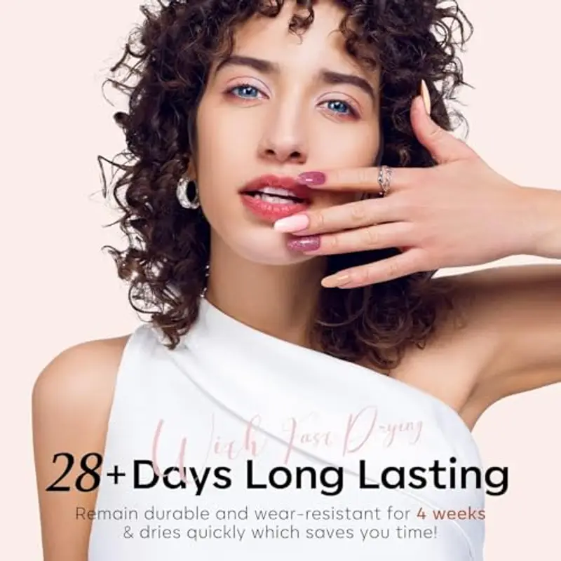 Modelones Smalto UV per unghie, 6 colori, set di smalti UV, rosa nudo glitter primavera estate pastello smalto Soak Off Nail Polish French Manicure fai da te a casa 7 ml miniatura 3