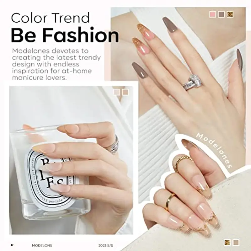 Modelones Smalto UV per unghie, 6 colori, set di smalti UV, Rosa Nudo Neutro Shellac Soak Off Nail Polish French Manicure per donne mamma set regalo fai da te a casa 7 ml miniatura 3