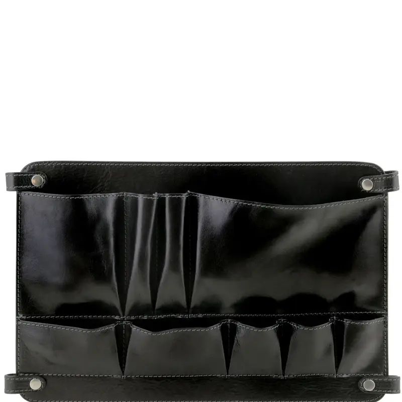 Modulo multifunzione in pelle con tasche Nero