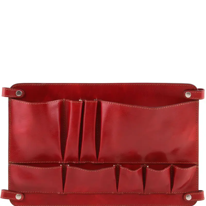 Modulo multifunzione in pelle con tasche Rosso