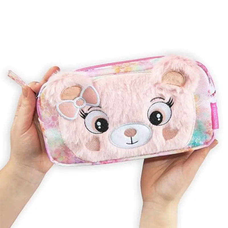 MOFU MOFU - Busta Portatutto Ufficiale Mofu Mofu, Borsa Porta Oggetti per Borse e Zaini, con Pratica Chiusura a Zip e Dettagli Fluffy, Idea Regalo Bambina e Bambino, 22 x 12H x 7 cm, Orso miniatura 2