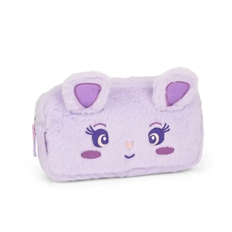 MOFU MOFU - Busta Portatutto Ufficiale Mofu Mofu, Borsa Porta Oggetti per Borse e Zaini, con Pratica Chiusura a Zip e Dettagli Fluffy, Idea Regalo Bambina e Bambino, 22x5Hx12 cm, Lilla