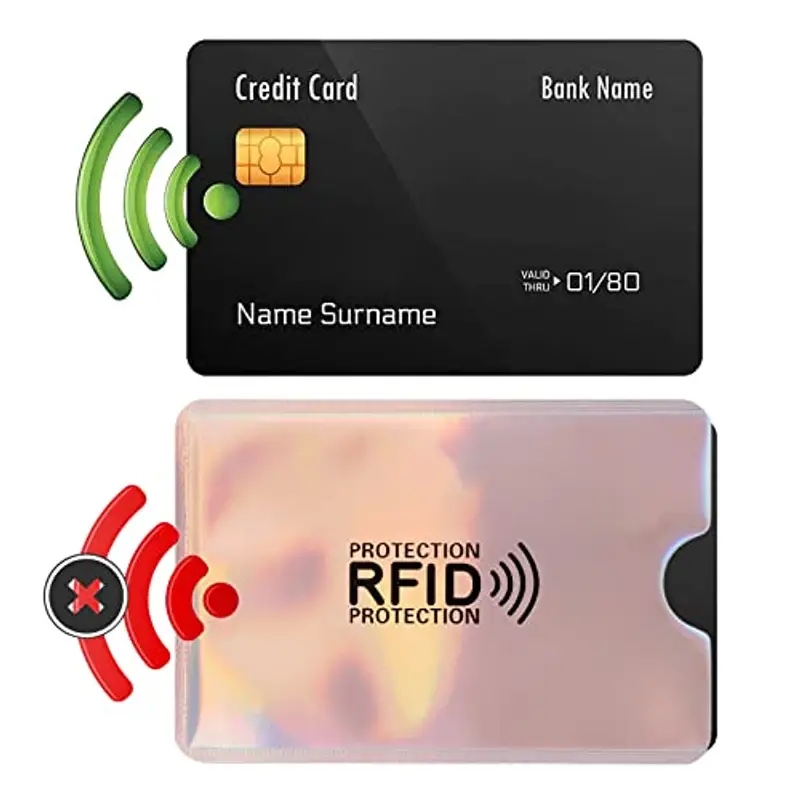 Molain Porta carte RFID colorato, 9 pezzi RFID blocco maniche maniche per carte di credito set RFID protezione carta d'identità per donne uomini miniatura 2