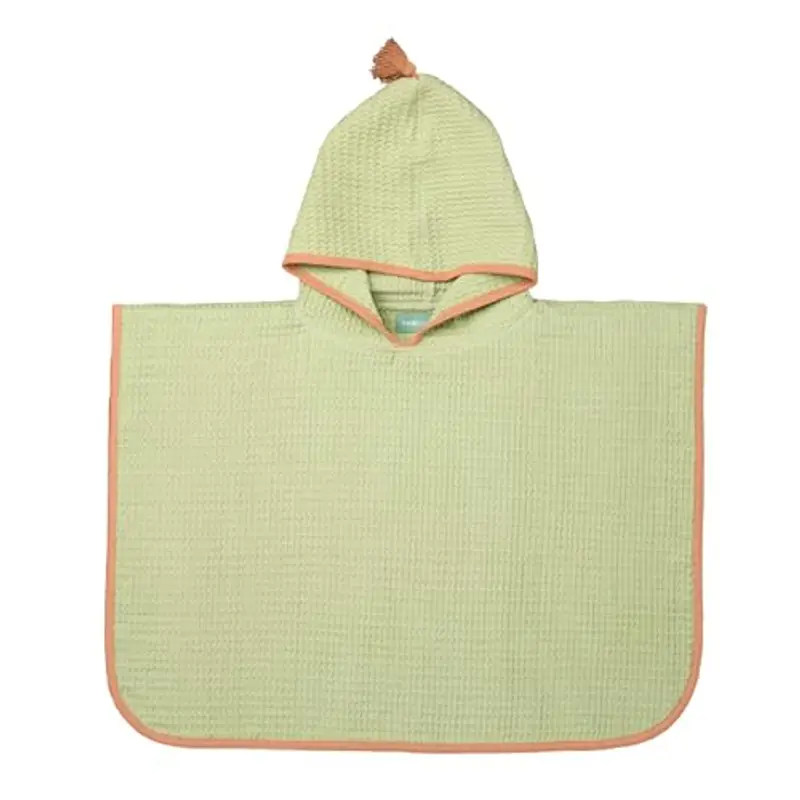 molis&co. Poncho da bagno per bambini 1-2 anni. Green Splash. Telo mare con cappuccio. Accappatoio per bambini leggero e compatto. (OEKO-TEX 100).