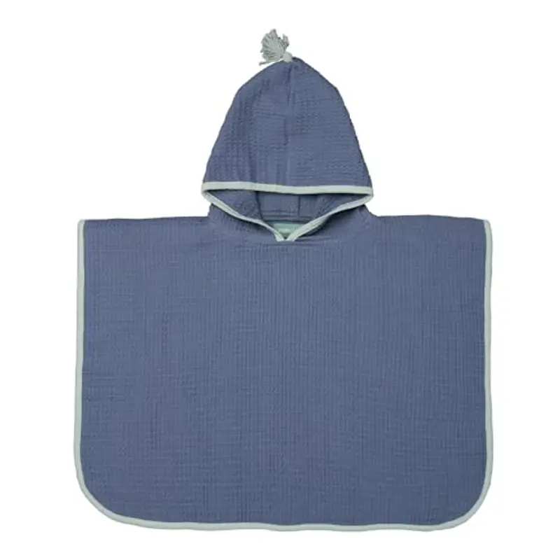 molis&co. Poncho da bagno per bambini 3-4 anni. Blue Ocean. Telo mare con cappuccio. Accappatoio per bambini leggero e compatto. (OEKO-TEX 100).