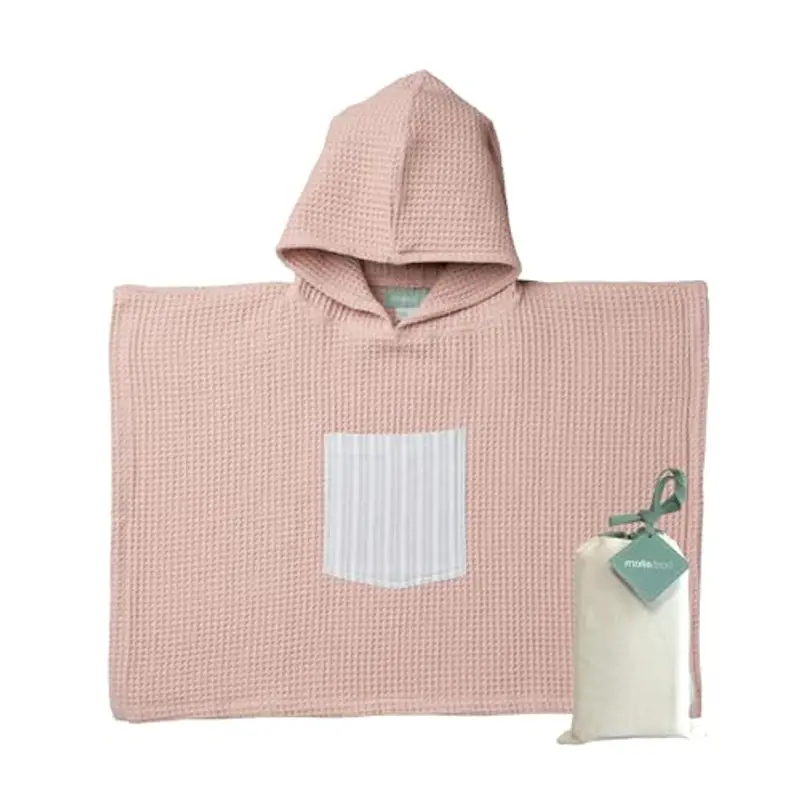 molis&co. Poncho da bagno per bambini 3-4 anni. Stripes. Telo mare con cappuccio. Accappatoio per bambini leggero e compatto. (OEKO-TEX 100).