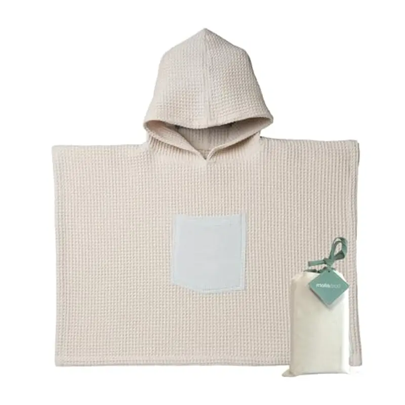 molis&co. Poncho da bagno per bambini 3-4 anni. Zinnia. Telo mare con cappuccio. Accappatoio per bambini leggero e compatto. (OEKO-TEX 100).