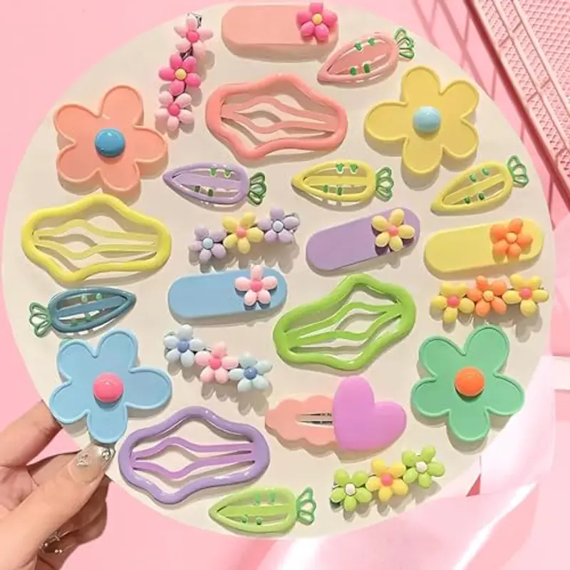 Mollette per Capelli Bambina, 24Pcs mollette caramelle per capelli, Fermagli CapelliBambina, accessori per capello color miniatura 3