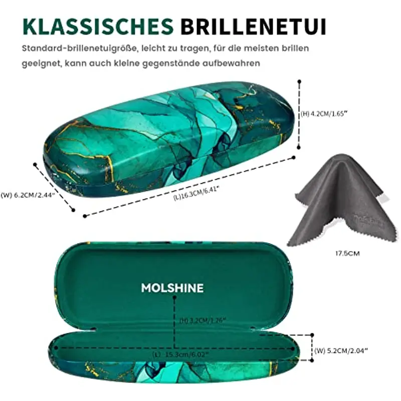 molshine Custodia Rigida per Occhiali in Pelle PU, Custodia Portatile per Occhiali da Viaggio per Lavoro da Studio da miniatura 2