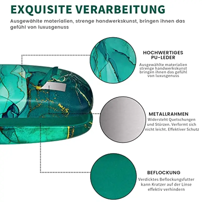 molshine Custodia Rigida per Occhiali in Pelle PU, Custodia Portatile per Occhiali da Viaggio per Lavoro da Studio da miniatura 3