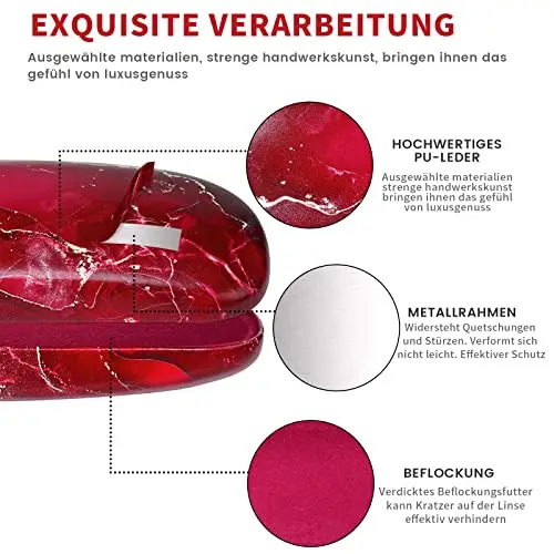 molshine Custodia Rigida per Occhiali in Pelle PU,Custodia Portatile per Occhiali da Viaggio per Lavoro da Studio da miniatura 3