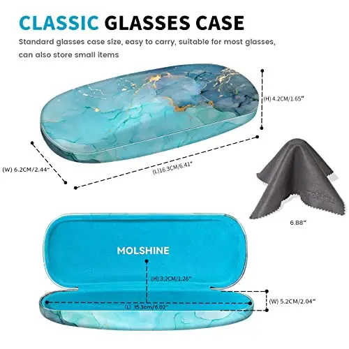 molshine Custodia Rigida per Occhiali in Pelle PU, Custodia Portatile per Occhiali da Viaggio per Lavoro da Studio da miniatura 2