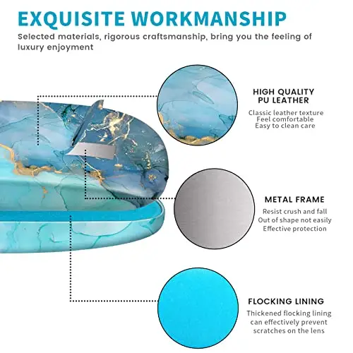 molshine Custodia Rigida per Occhiali in Pelle PU, Custodia Portatile per Occhiali da Viaggio per Lavoro da Studio da miniatura 3