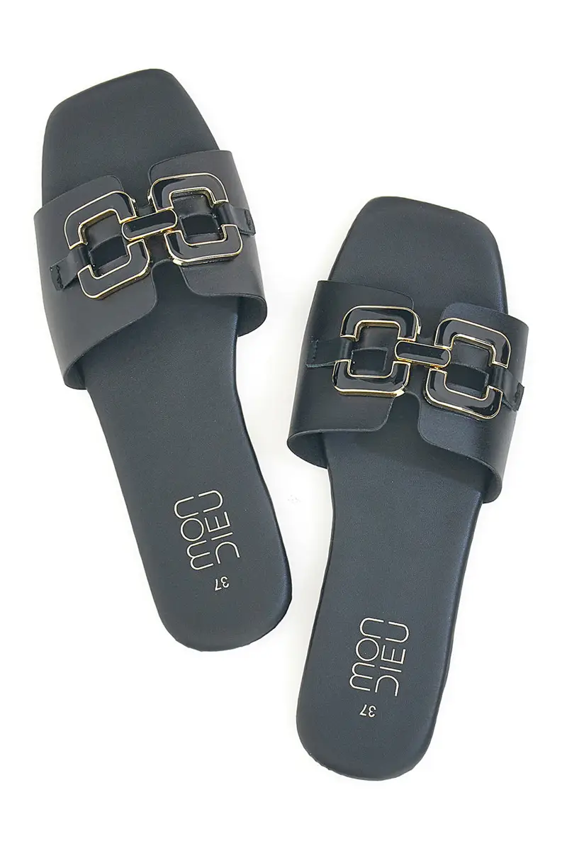 Ciabatte nere con maxi catena squadrata MON DIEU PRE5413P [NERO]