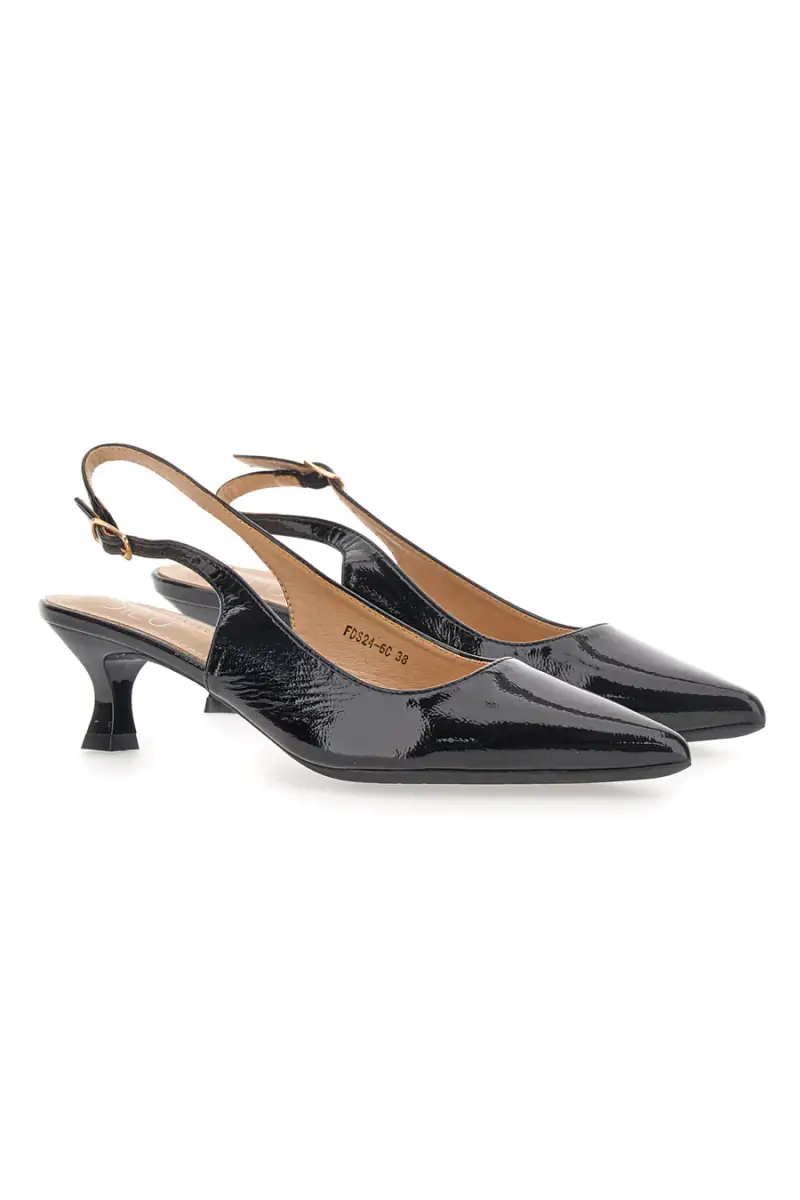 Décolleté Nero vernice slingback tacco medio Mon dieu FDS246C [NERO]