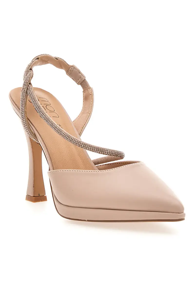 Décolleté nude con strass e cinturino elastico Mon dieu 1929Q107 [NUDE] miniatura 2