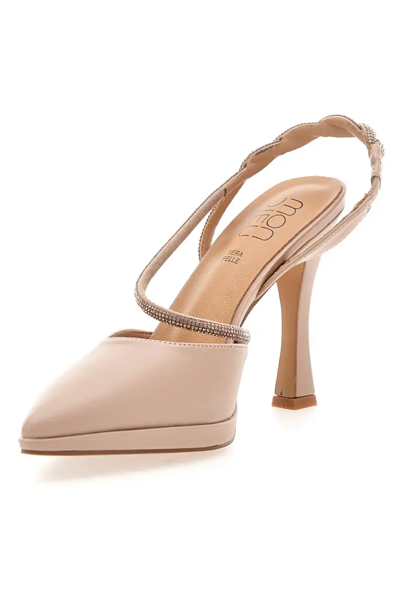 Décolleté nude con strass e cinturino elastico Mon dieu 1929Q107 [NUDE] miniatura 3