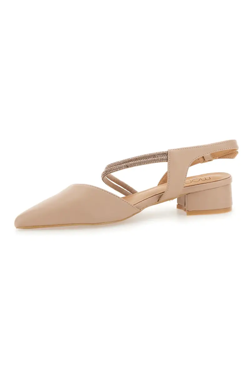 Décolleté Slingback Nude con Punta Sfilata e Cinturino con Strass Mon Dieu 883153 [NUDE] miniatura 4