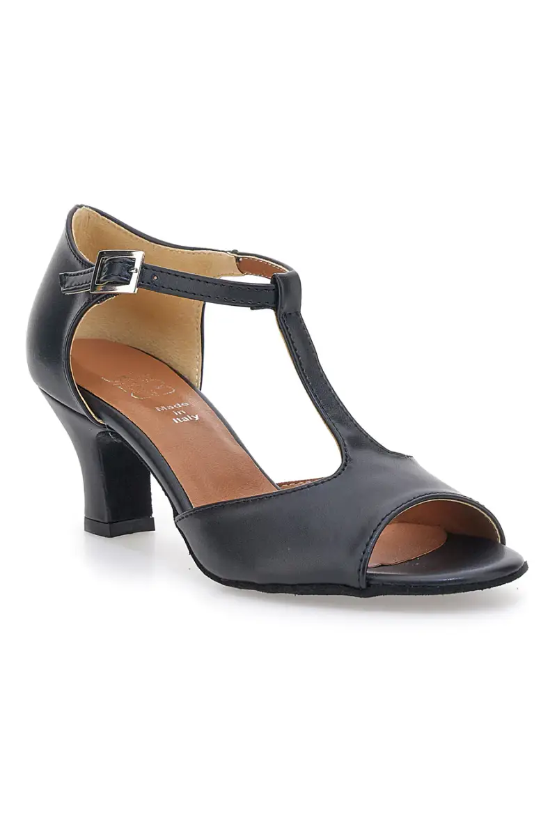 Sandali da ballo neri con cinturino a T e suola in pelle Mon Dieu Musique 217 [NERO] miniatura 2