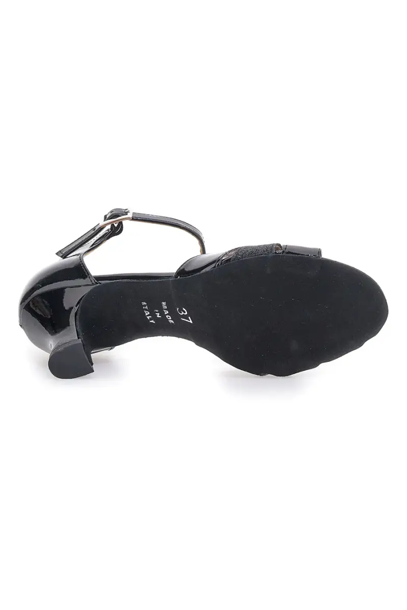 Sandali da ballo neri con tacco medio e suola in pelle Mon Dieu Musique 213 [NERO] miniatura 5