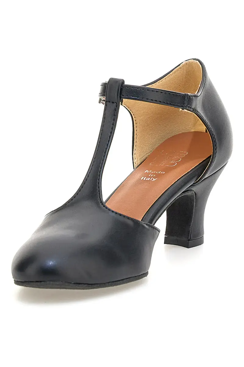 Scarpe da ballo nere con cinturino a T e tacco medio Mon Dieu Musique 212 [NERO] miniatura 3