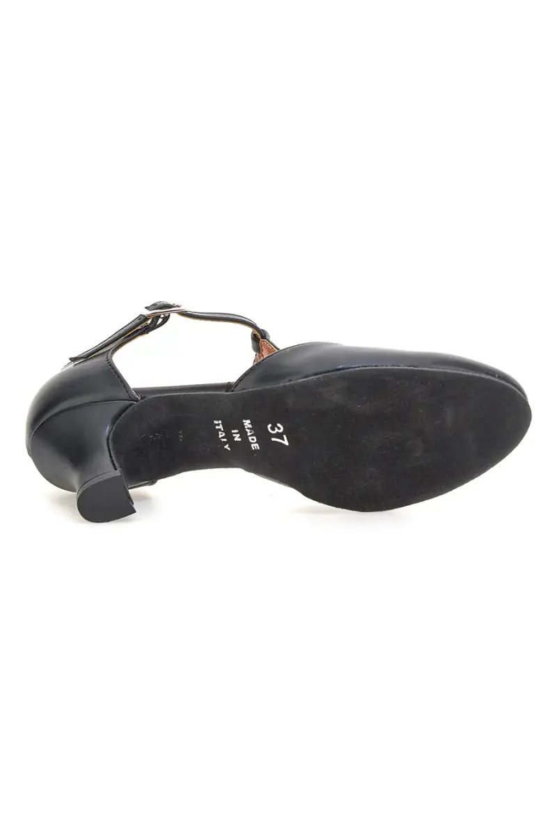 Scarpe da ballo nere con cinturino a T e tacco medio Mon Dieu Musique 212 [NERO] miniatura 5