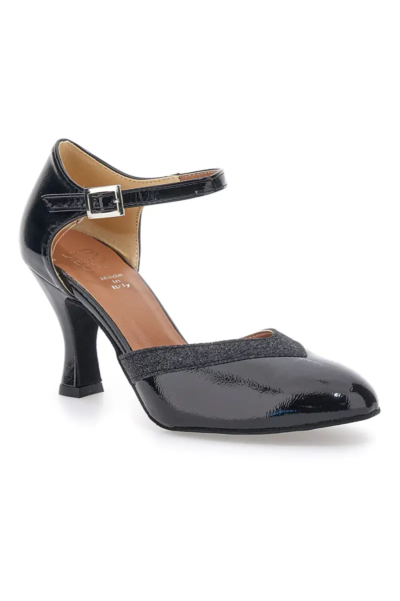 Scarpe da ballo nere vernice con cinturino e suola in pelle Mon Dieu Musique 211 [NERO] miniatura 2