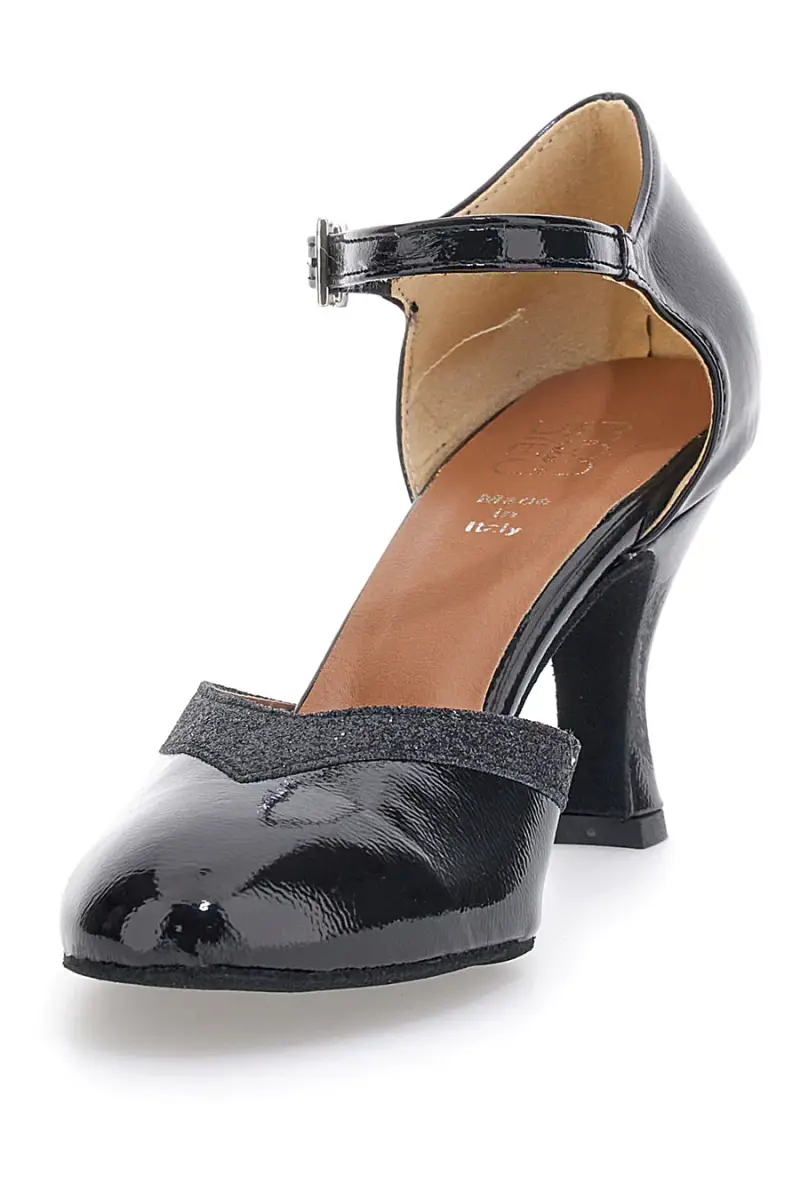 Scarpe da ballo nere vernice con cinturino e suola in pelle Mon Dieu Musique 211 [NERO] miniatura 3