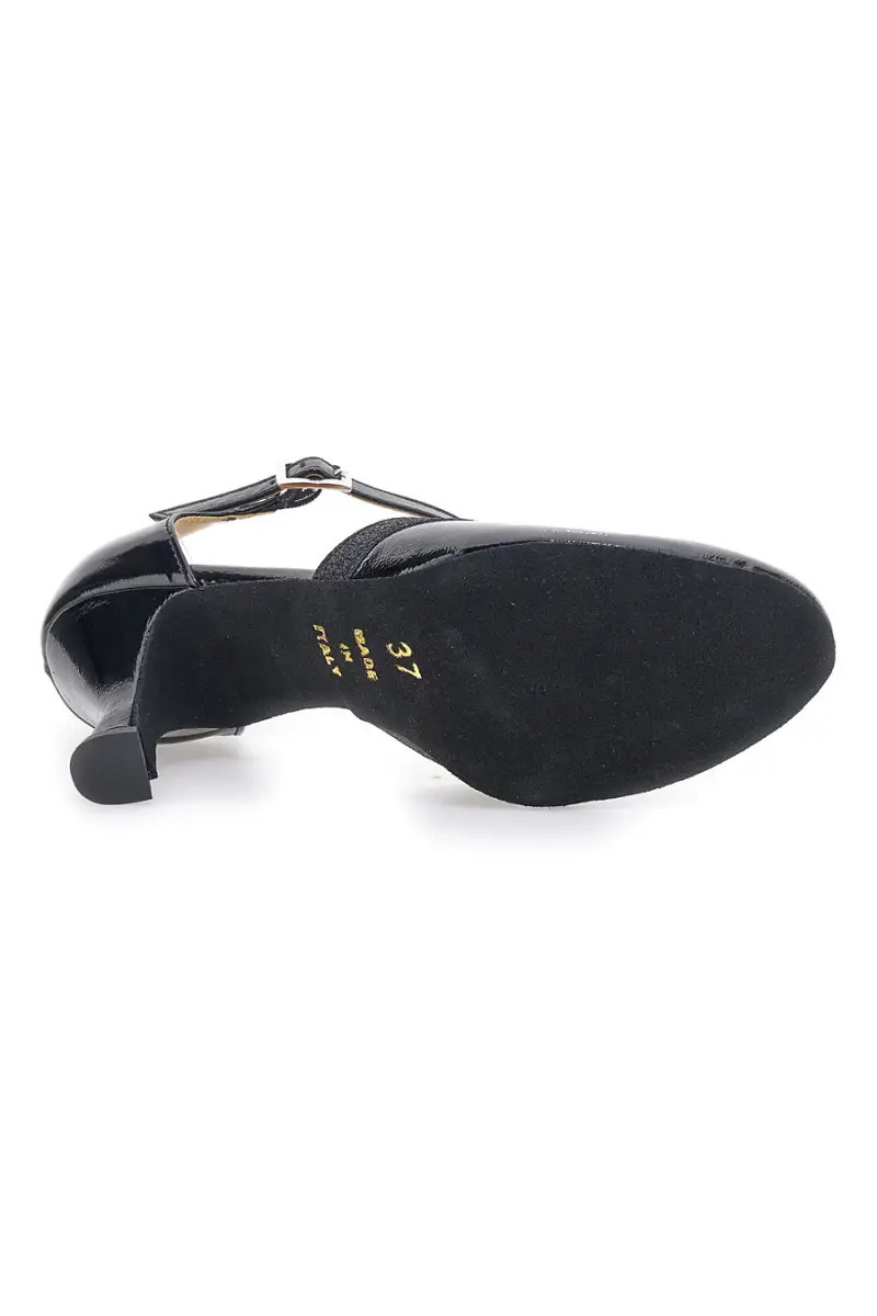 Scarpe da ballo nere vernice con cinturino e suola in pelle Mon Dieu Musique 211 [NERO] miniatura 5