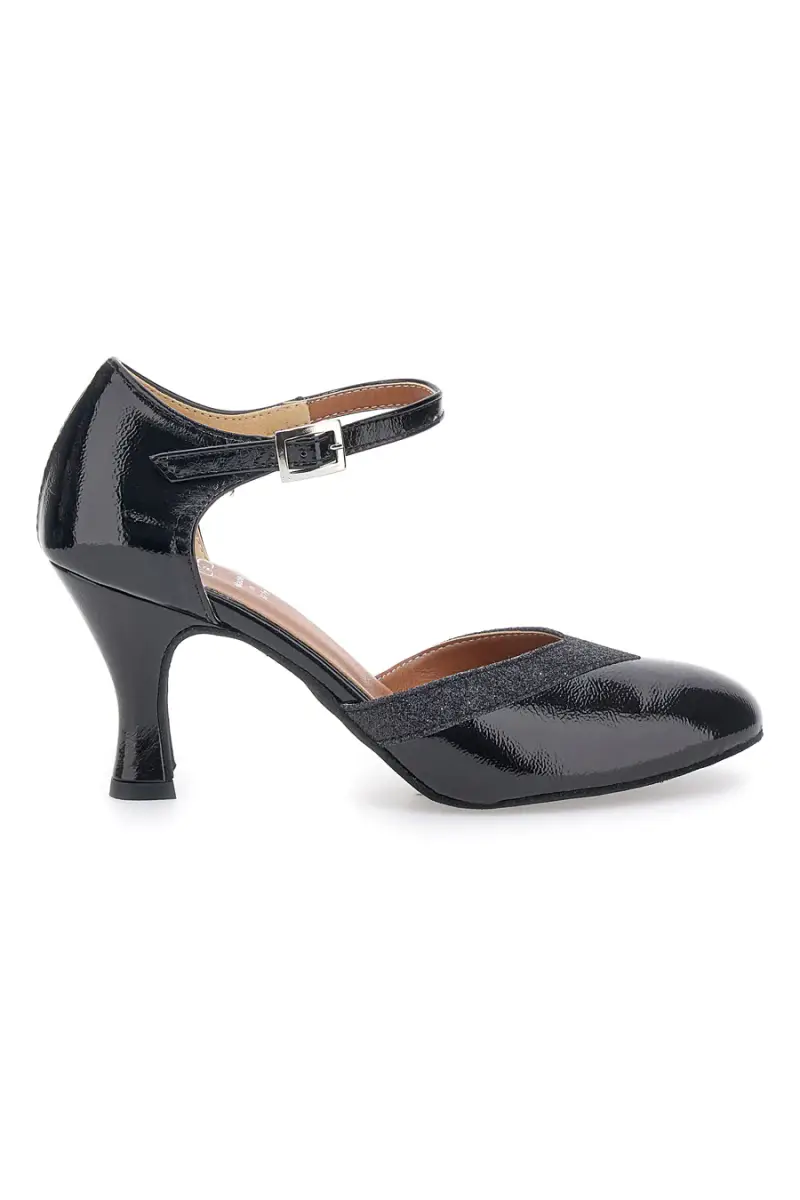 Scarpe da ballo nere vernice con cinturino e suola in pelle Mon Dieu Musique 211 [NERO]