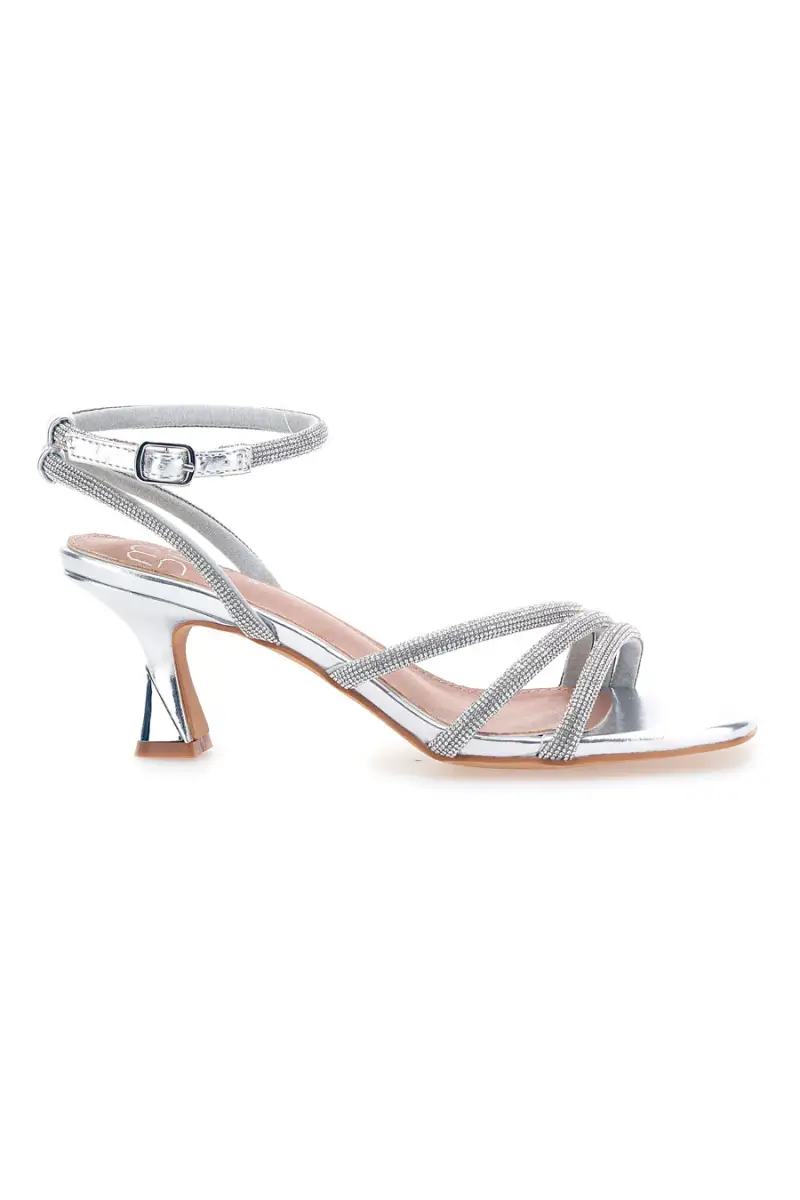 Sandali argento con strass e cinturino alla caviglia Mon Dieu 1615 [ARGENTO]