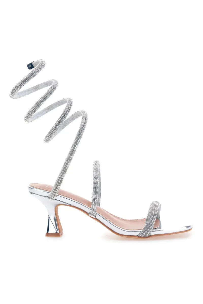Sandali argento con strass e laccio a spirale Mon Dieu 1614 [ARGENTO]