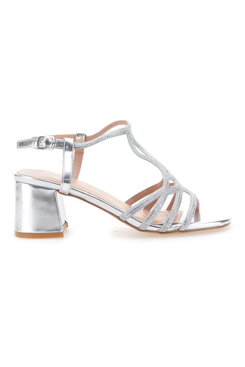 Sandali argento con tacco e listini intrecciati MON DIEU 643 [ARGENTO]