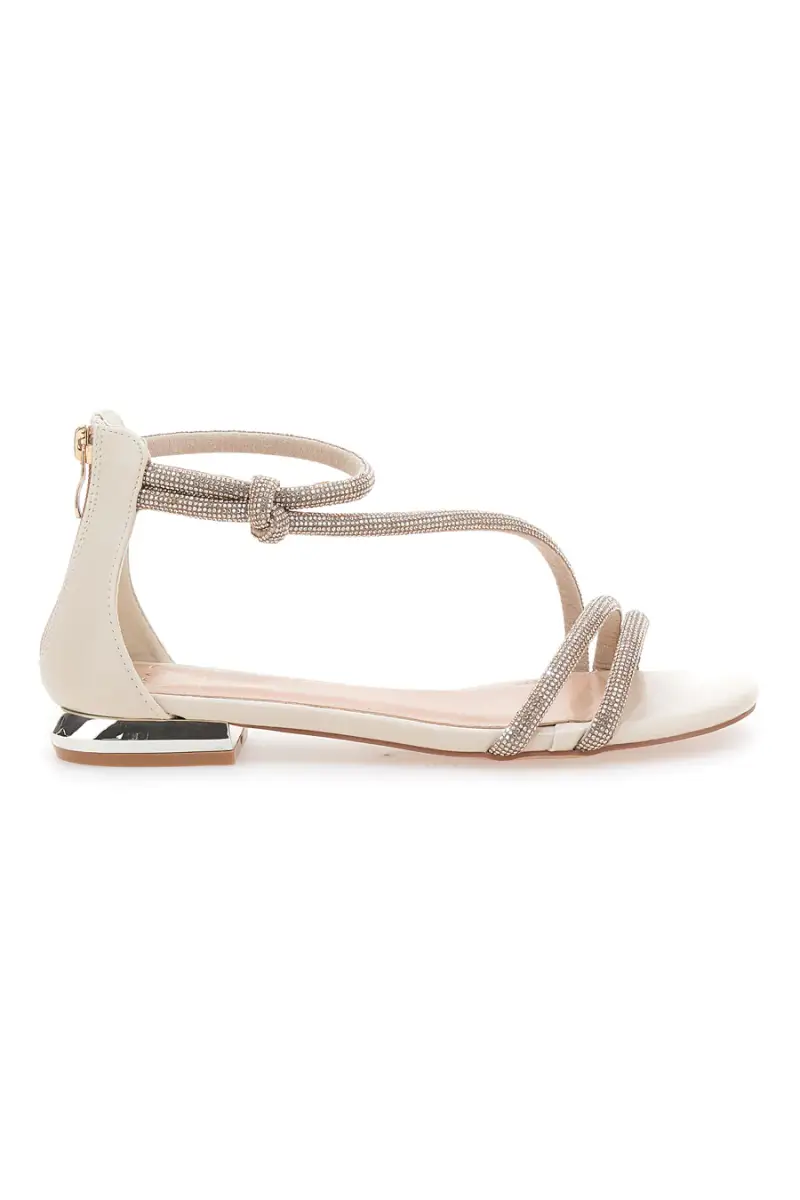 Sandali Beige Con Strass e Cinturino alla Caviglia MON DIEU 680 [BEIGE]
