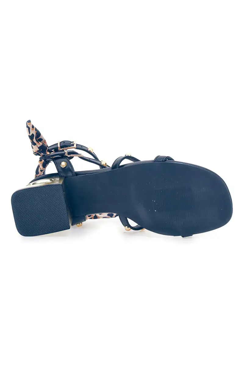 Sandali neri con borchie, lacci animalier e tacco geometrico Mon Dieu 1652 [NERO miniatura 5