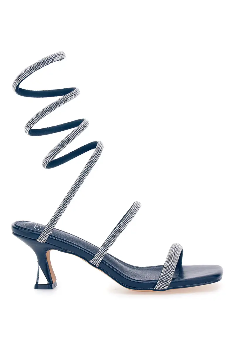 Sandali neri con strass e laccio a spirale Mon Dieu 1614 [NERO]