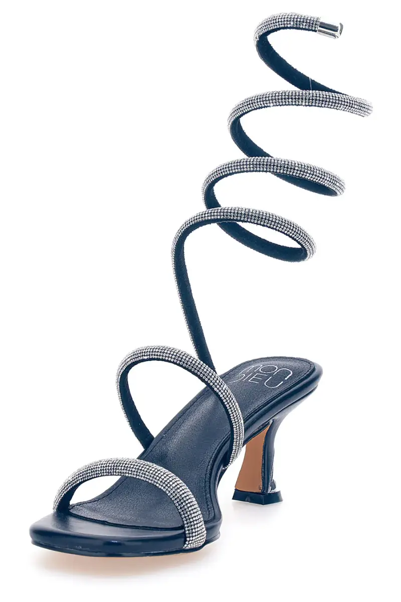 Sandali neri con strass e laccio a spirale Mon Dieu 1614 [NERO] miniatura 4