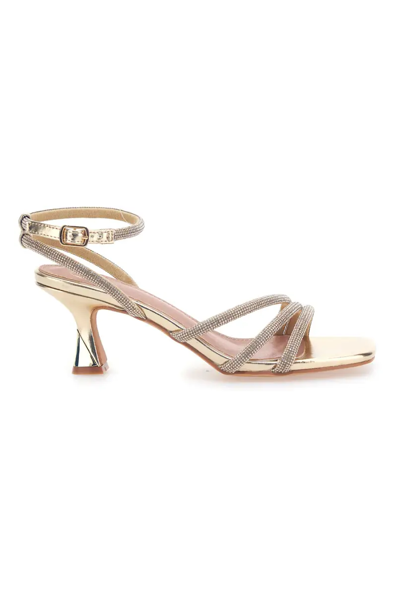 Sandali oro con strass e cinturino alla caviglia Mon Dieu 1615 [PLATINO]
