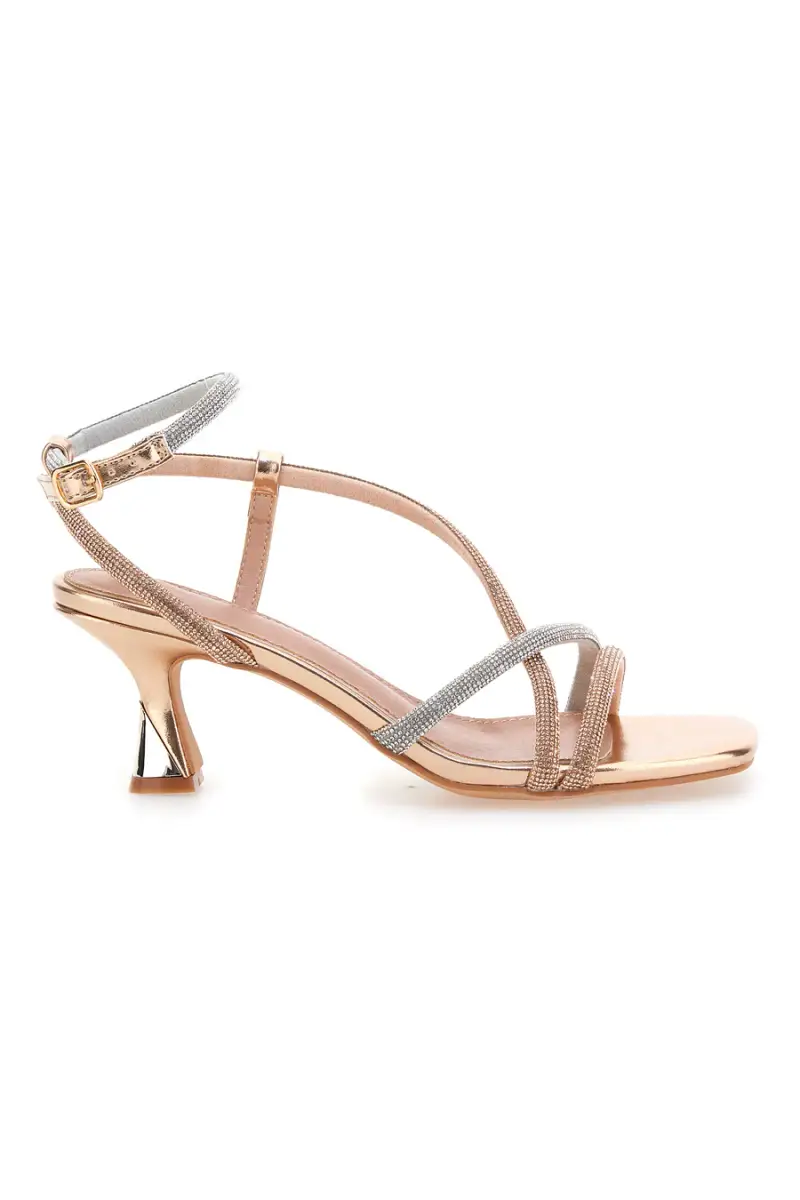 Sandali oro rosa con strass e cinturino alla caviglia Mon Dieu 1613 [ROSA ORO]