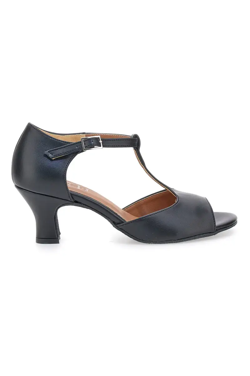 Scarpe da ballo nere open toe con cinturino a T e suola in pelle Mon dieu 117 [NERO]