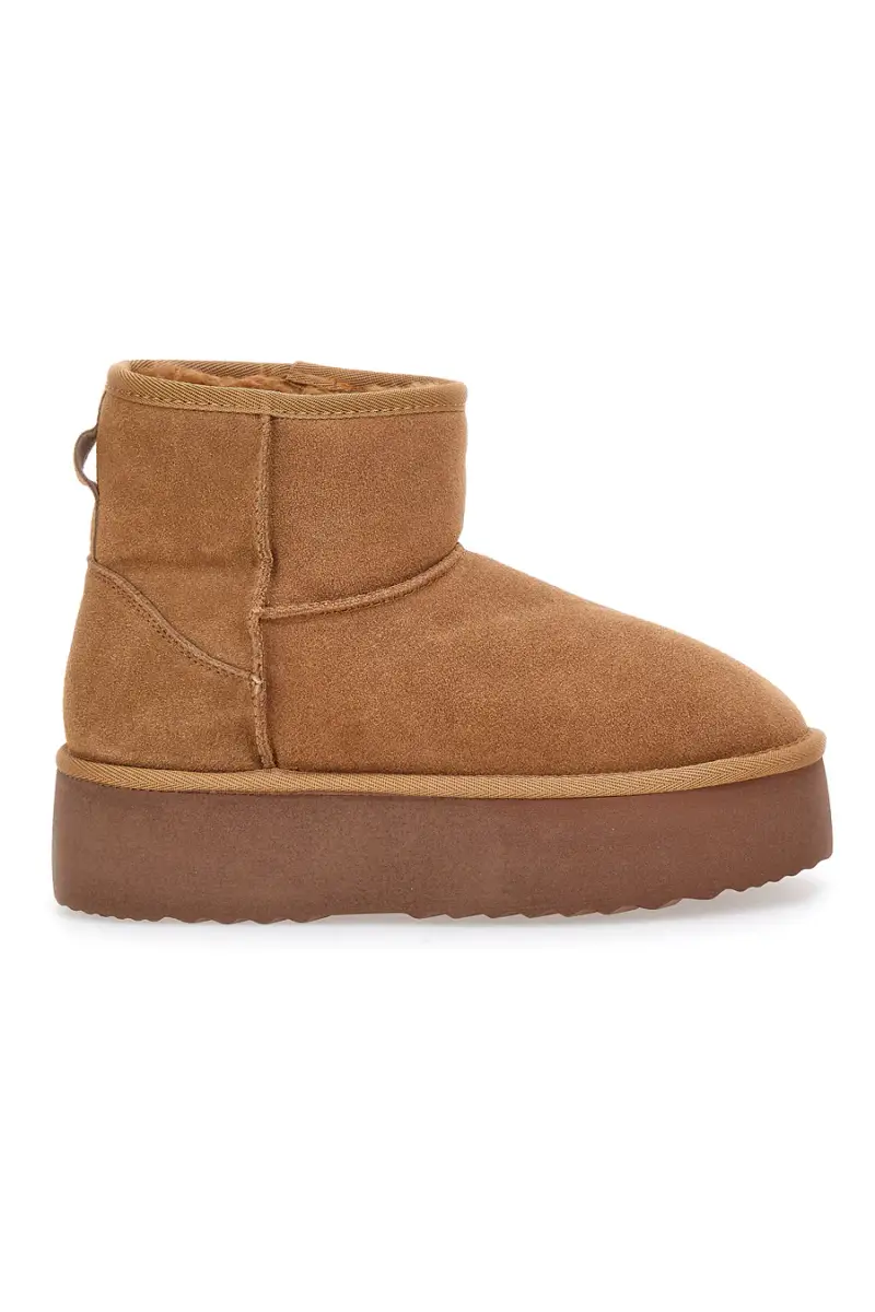 Stivaletti pantofole camel con suola platform e interno in pelo Mon Dieu L1251 [CAMEL]