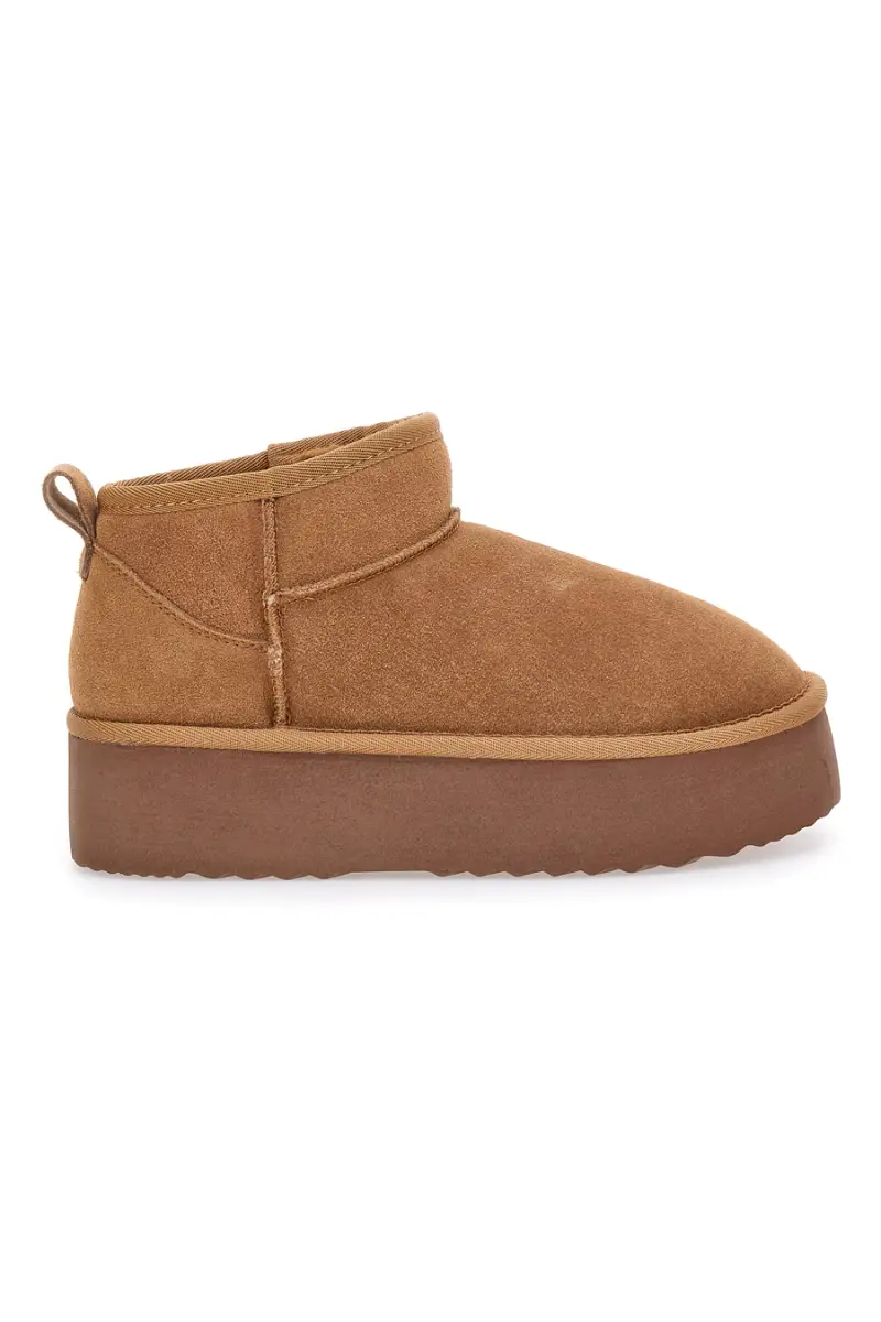Stivaletti pantofole camel con suola platform effetto scamosciato Mon Dieu L1250 [CAMEL]