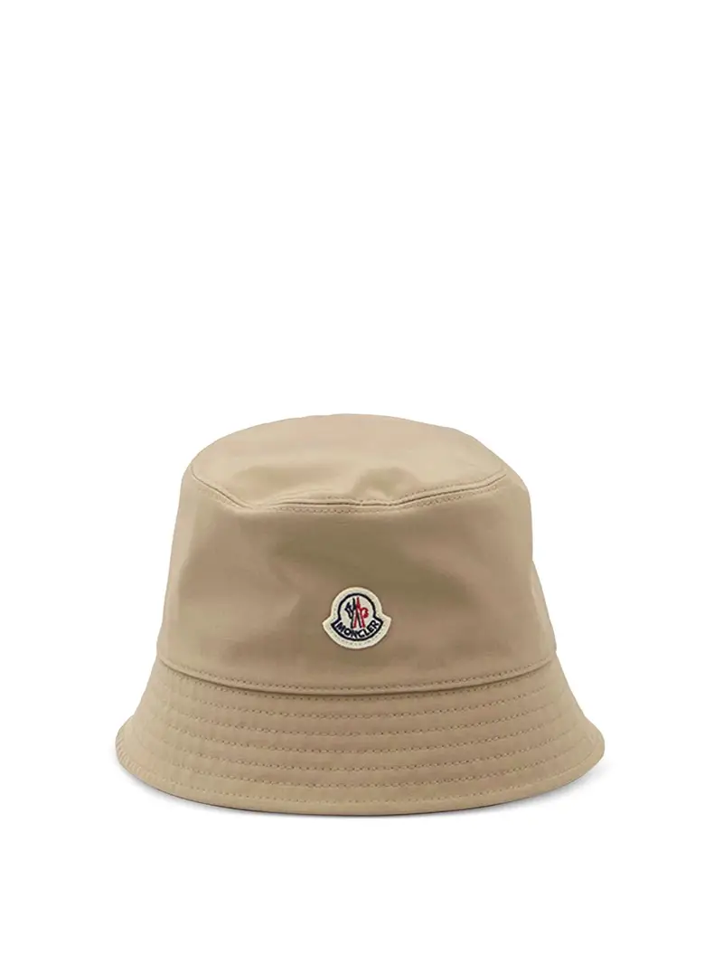 Cappello bucket logo-patch Beige