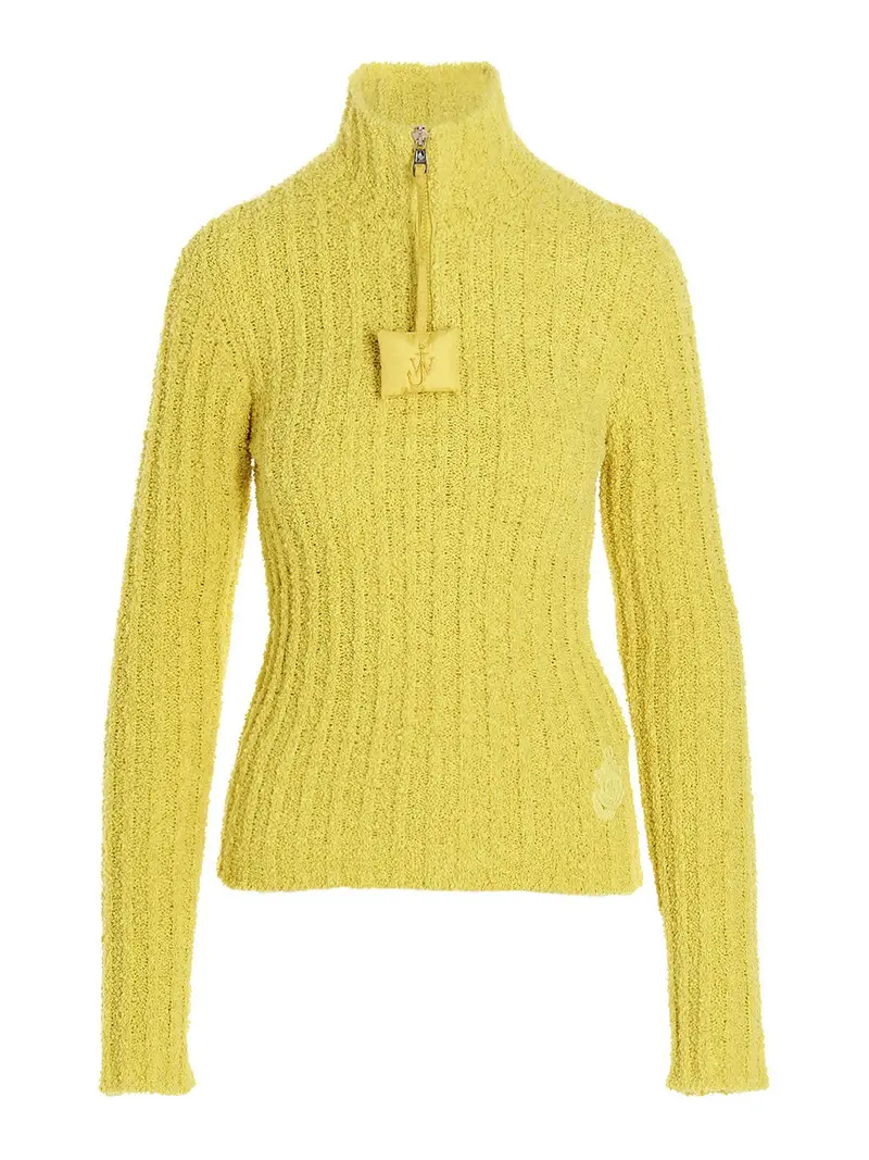 Dolcevita in cotone a coste Giallo