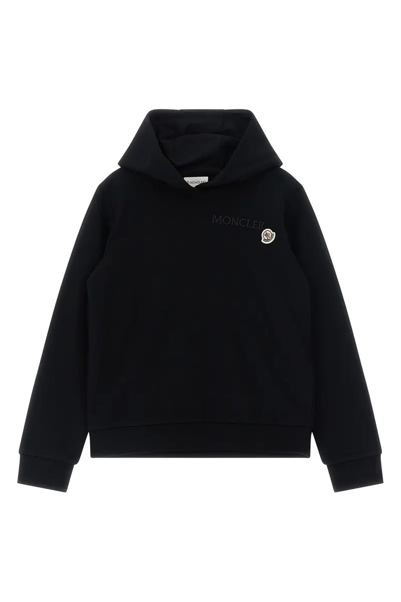 Felpa Con Cappuccio Ricamo Logo Nero