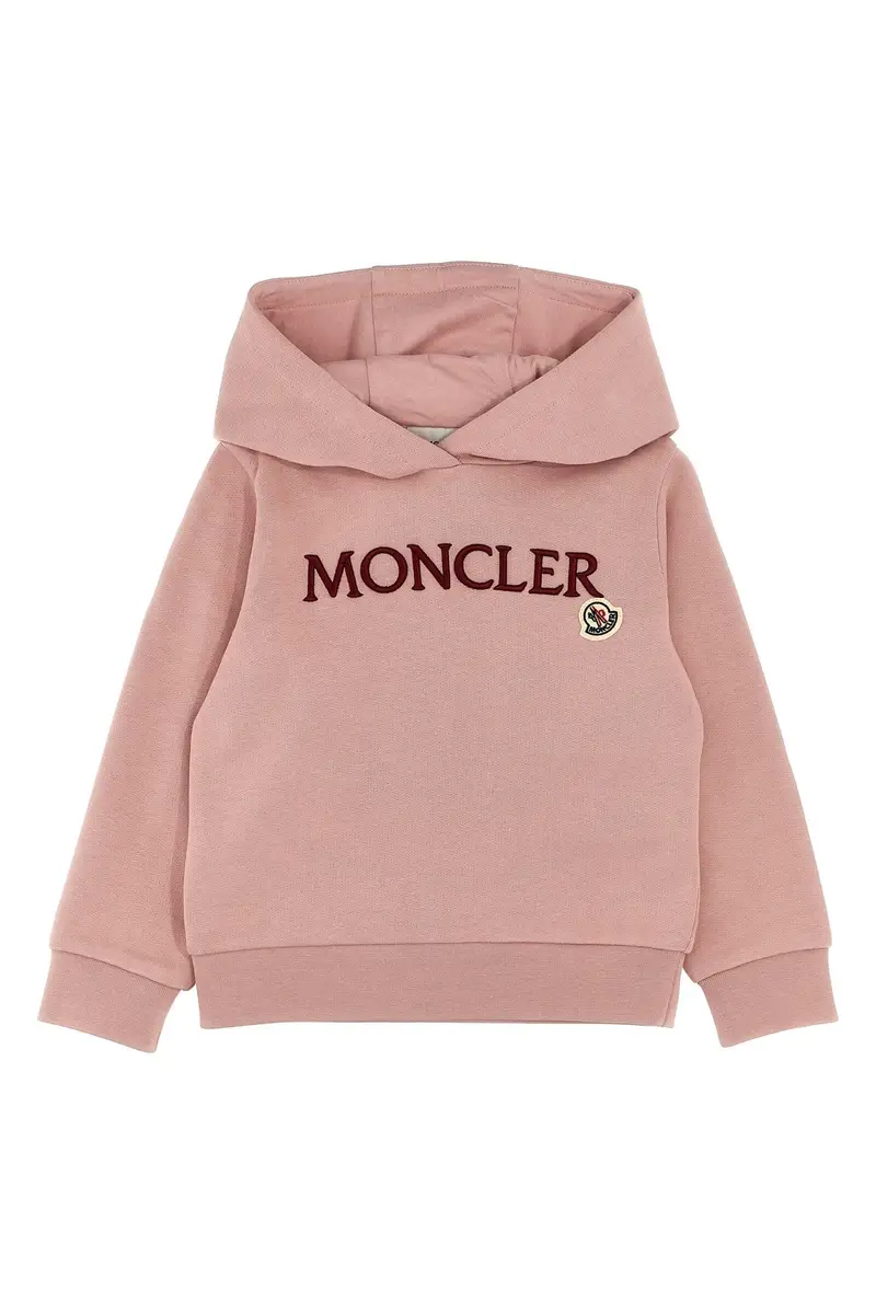 Felpa Con Cappuccio Ricamo Logo Rosa